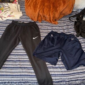 Nike Kids Black Sweatpants with White Logo